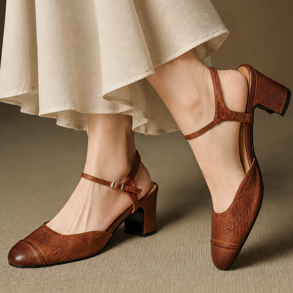 Aperçu avec la robe beige et les sandales marron