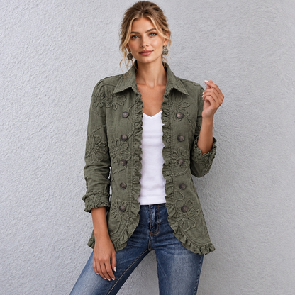 Veste Croisée à Revers Crantés