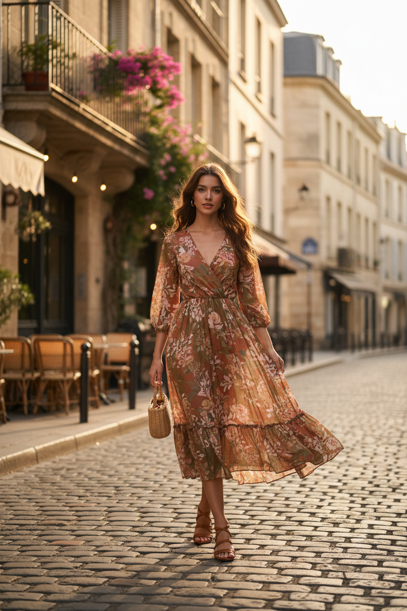 Jeune femme européenne en robe d'été