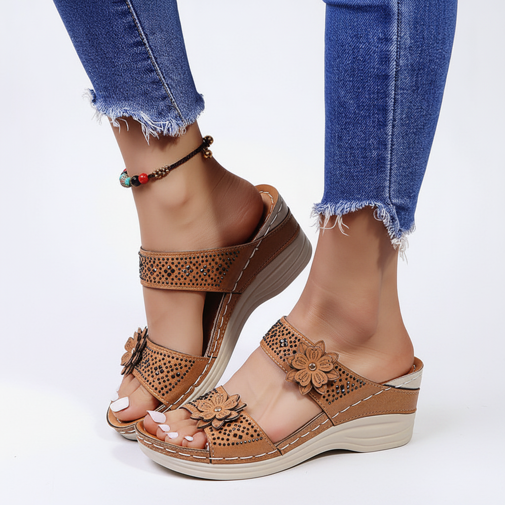 Mules camel fond blanc