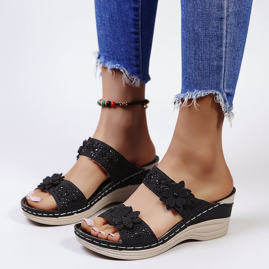 Mules noires fond blanc