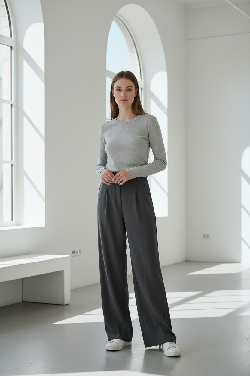 Pantalon Palazzo Gris - Look Complet