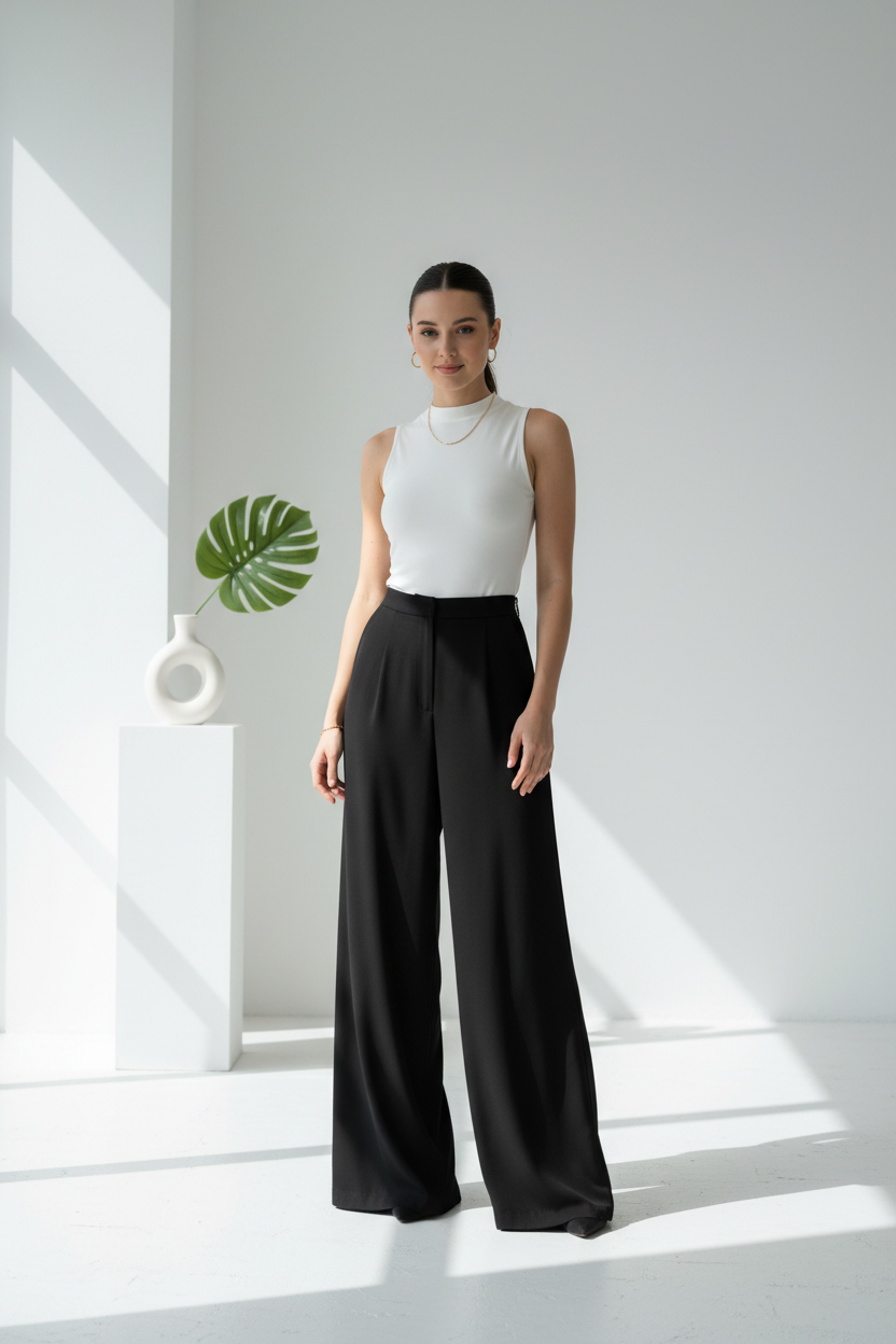 Pantalon Palazzo Noir - Look Complet