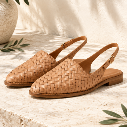 Sandales Apricot sur pierre claire