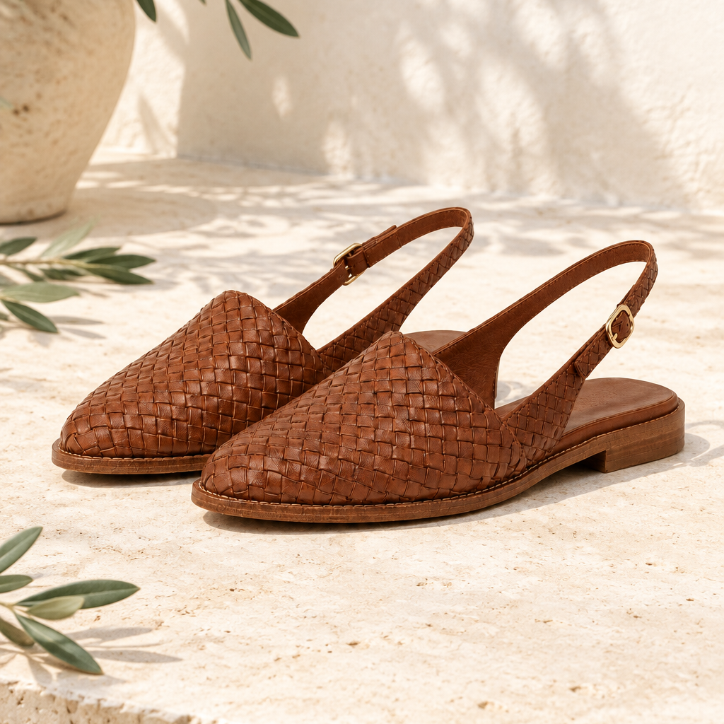 Sandales Dark Brown sur pierre claire